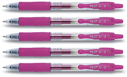 PILOT G2 Gelschreiber, einziehbar, Pink, 5 Stifte