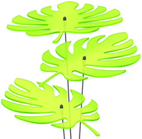 SUNPLAY Sonnenfänger - Palmen-Blatt Set - 3X Grün- Ø 20 cm Durchmesser + Schwingstäbe