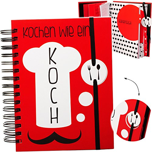 alles-meine.de GmbH Dickes - Kochbuch & Backbuch/Rezeptbuch - Kochen wie EIN Koch__ 340 Seiten - A5 - zum selberschreiben - mit Register - Ordner/Spiralbindung - Album s..