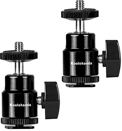 koolehaoda 6,35 mm Kamera-Blitzschuh-Halterung, Mini Stativkugelkopf,360 Grad drehbar, Mini-Kugelkopf für Kameras, Camcorder, Smartphone, GoPro, LED-Videolicht, Mikrofon(Größe M, 2 Stück)