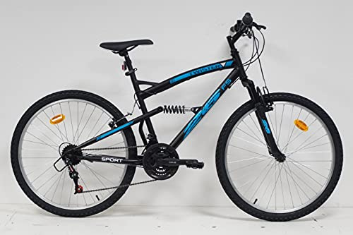 Eden Bikes VTT 26'' Tout Suspendu Homme – Cadre Suspendu – Fourche Télescopique - 18 Vitesses – Freins V-Brake
