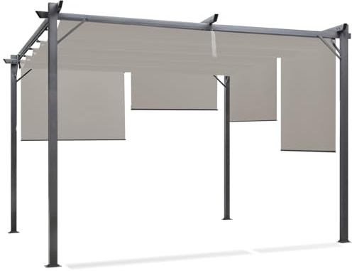 IDMarket - Pergola Sonderedition einziehbares Dach 3x4 M und 4 Jalousien Taupe
