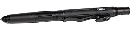 Uzi Tactical Utility Pen Features Screwdriver, Fire Starter, Whistle, Carbide Tip Glass Breaker, Heavy Duty Stainless Pocket Clip, Rope & Seatbelt Cutter, Black, Christmas Gift