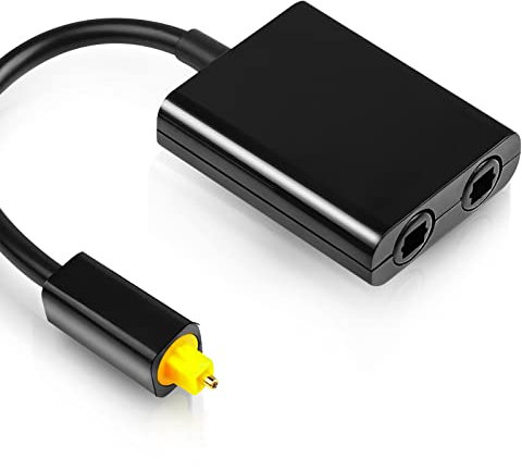 XTVTX Cavo audio ottico digitale 1 in 2 Out Splitter, Adattatore per cavo audio fibra ottica,Dual Port Toslink digitale Ottico Audio Splitter per lettore CD/DVD/TV digitale/PS3/X-Box360 (nero)
