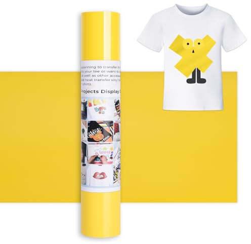 IModeur 12 Ft Plotterfolie Textil Gelb – 30,5 x 366 cm Flexfolie Plotter Textil Gelb für Silhouette Cameo, Kleidung, Mützen, Hosen, andere Stoffe