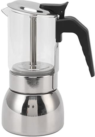 Caffettiera Espresso Da Piano Cottura in Vetro, 200ml 300ml Piccola Caffettiera Classica Italiana Caffettiera Elettrica a Induzione Per I Regali Di San (200 ML)
