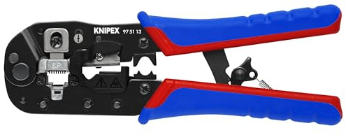 Knipex 97 51 13 Crimping Pliers for RJ45 Western Plugs, Red/Blue, 7-1/2