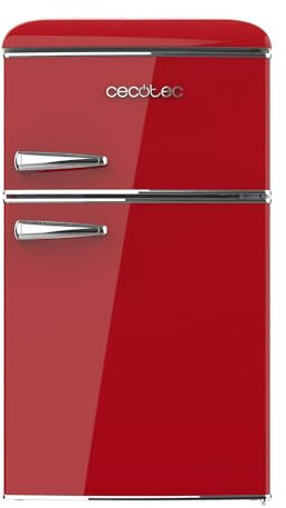 Cecotec Frigorifero Mini Vintage Combinato Bolero Coolmarket 2D Origin 85 Red. Mini frigorifero, LED interno, maniglia cromata, vassoi in vetro, apribottiglie, rosso