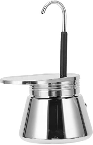 Cyrank Espresso Maker, Single Tube Moka Pot Stainless Steel Stovetop Single Spout Espresso Maker Coffee Machine for Stove Home Camping(50ml)