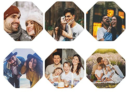 Personalisierte Untersetzer Mit Foto, Eigenes Bild Oder Text Selbst Gestalten, Fotountersetzer Als Lustiges Geschenk Für Paare, Familie, Haustier, Geburtstag Oder Jahrestag (Achteckig, 6er Set)