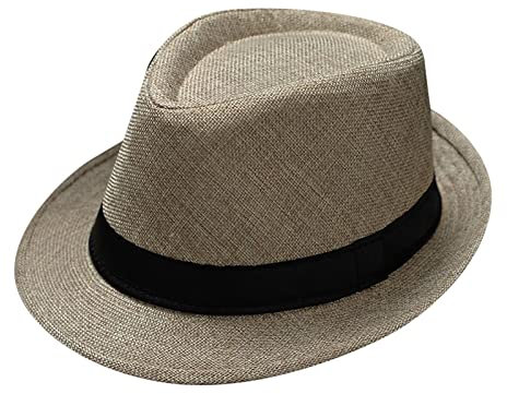 Fedora-Hut Mode Filz Gangster Hüte für Mann und Frau, Trilby Snap breiter Krempe Vintage Style Dress Hut (Beige, One Size)