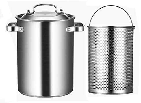 4L Asparagus Pot, Asparagus Steamer Pasta French Fry Pot 304 Stainless Steel Pasta Stovetop Cooker with Strainer Basket and Lid for Home Kitchen Restaurant (Silver)