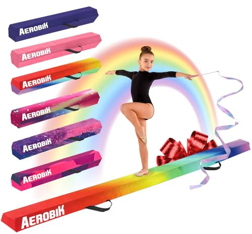 Aerobik – Faltbarer Gymnastikbalken Rainbow – Kinder und Erwachsene – Stabil, Leicht, rutschfest – Training für Zuhause – 3 lagige Soft Touch Oberfläche – Original Corner