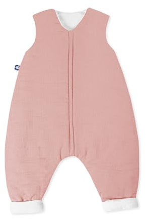 Julius Zöllner Schlafoverall Jumper gefüttert Musselin 2,5 TOG Gr. 80 | 100% Baumwollmusselin | Oeko-TEX Standard 100 | dust Rose