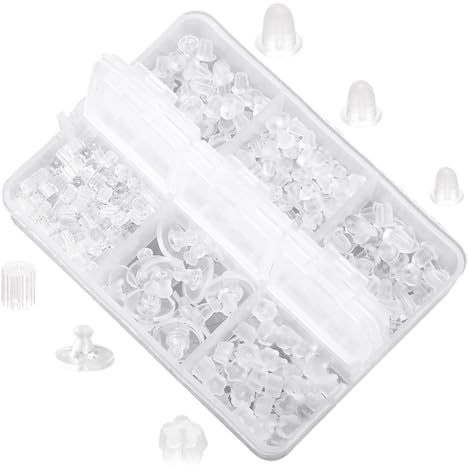 VIVIIHOO Pendientes de silicona, 600 unidades, cierres de pendientes con 6 estilos, transparentes suaves y ligeros, de goma, para la espalda, para pendientes de seguridad, reemplazo para pendientes de
