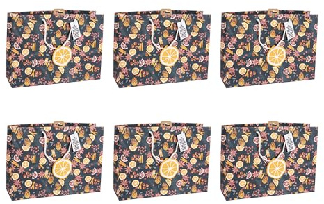 Eurowrap X-327786Cpack 6 Geschenktaschen Kraft 37,3x11,8x27,5cm Früchte