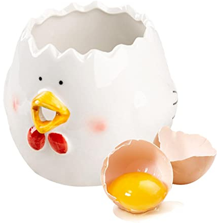 Séparateur d'œufs mignon, coquetier en céramique en forme de poussin mignon, porte-œufs, panier de Pâques, séparateur de blancs d'œufs, gadgets de cuisine for petit-déjeuner brunch au restaurant (Col