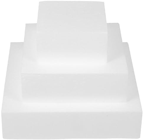 3Pcs Square Cake Foam Dummies for Decorating Wedding Displays and Baking Practice Lightweight Reusable Cake Models for Creative Decoration