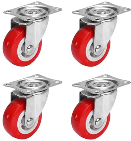 Youery Rotelle per mobili con carichi pesanti, ruota girevole da 38 mm con freni, set di ruote silenziose in poliuretano senza tracce (4 pezzi fino a 200 kg)