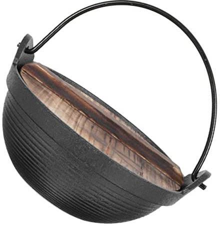 WHAMVOX Pot Fonte Japonaise Pour Sukiyaki Casserole Multifonctionnelle Pour Camping Et Cuisine Intérieure Avec Couvercle Pour Soupe Et Fondue
