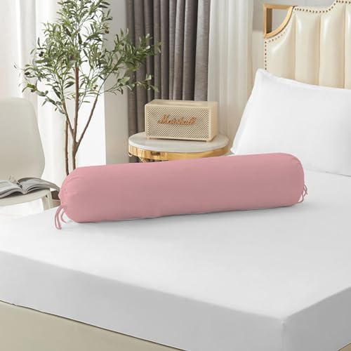 Lot de 2 housses de traversin roulées de 35 x 106 cm (housse uniquement, traversin non inclus) Taie d'oreiller ronde respirante (rose)