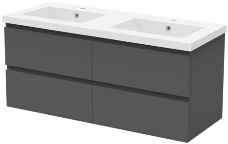 AICA Meuble Salle de Bain 120cm Double Vasque Anthracite