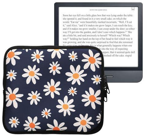 kwmobile Custodia Universale per eReader - Copertina in Neoprene Blu/Bianco/Giallo con Chiusura a Zip - Misura - Astuccio portatablet