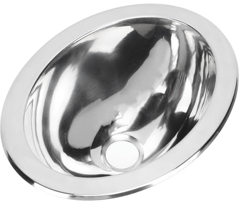 Runde Edelstahlspüle 290x220x120mm spiegelpoliert 304 Edelstahl Einbauwaschbecken mit 40mm Ablauf für Küche Wohnmobil Boot Badezimmer platzsparend kratzfest hitzebeständig