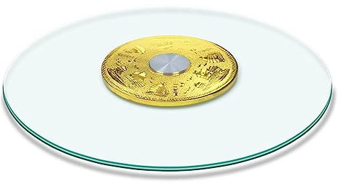 HanDpi Plateau tournant en Verre Susan avec système d'assistance pivotant, Plateau de Table Rond, Grand Plat de Service, Rotation silencieuse et Fluide