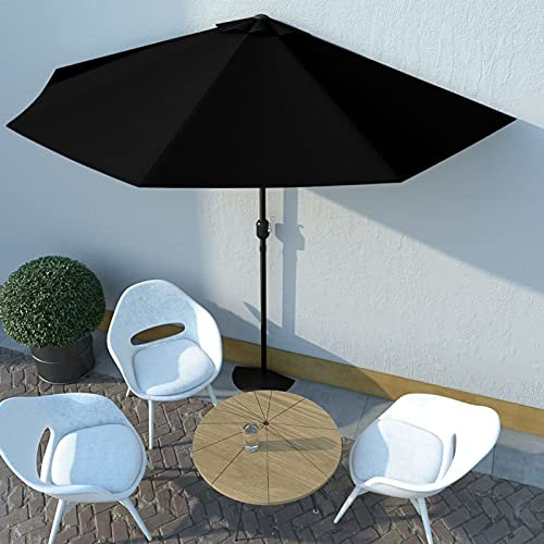 Xichuzi Sombrilla balcón semicircular Palo, Parasol Terraza, Sombrilla Terraza Exterior, Sombrilla Playa, Parasol Exterior, Sombrilla De Patio, Aluminio Negro 300x150x253cm