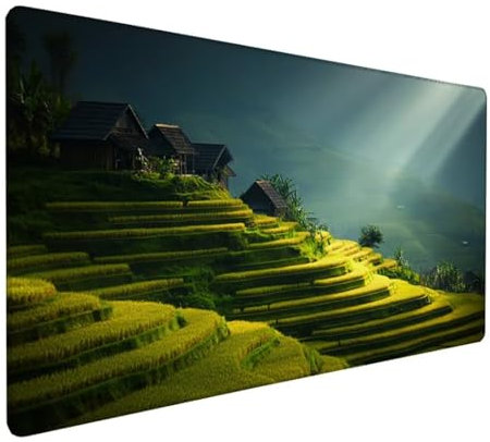 Gaming Mauspad XXL 800x300x3 mm Groß Mousepad Schwarz Schreibtischunterlage Berg Mouse Pad rutschfeste Gummibasis, Vernähte Kanten Design Wasserdicht Mouse Pad für PC Gaming Zubehör, Geschenk Z-174