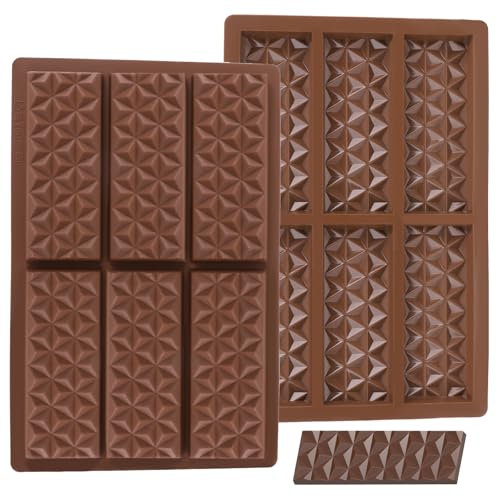 COMNICO 6 Cavities Chocolate Bar Mold, Food Grade Silicone Non-Stick Chocolate Moulds Rectangle Deep Thick Stuffed Break Apart Models for Dubai Chocolate Bar Pistachio Gummy Candy Jelly Ice Cube