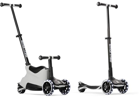 SmarTrike Xtend Ride-on 5-stegs skoter, med utdragbar kropp, styre och fotdelram, vikning med en knapp, extra stora hjul, barn 12 månader – 12 år, cool grå