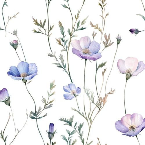 JIAOQSS Selbstklebende Tapete Boho-Blume Mustertapete Lila Beige Blume Klebefolie Möbel Muster Tapeten Klebetapete Vinyl Wrap Wandtapete Wohnzimmer Schlafzimmer Möbelfolie Bunt Wasserdicht Wallpaper