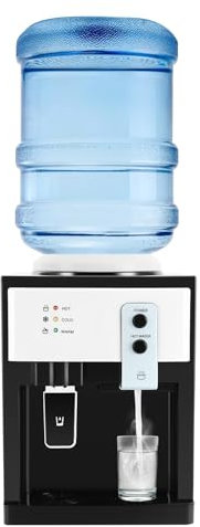 KEESUNG Dispensador de agua, 550 W, dispensador de agua eléctrico, pequeño, dispensador de agua caliente y fría, dispensador de agua caliente, botella de sobremesa, enfriador de agua para el hogar