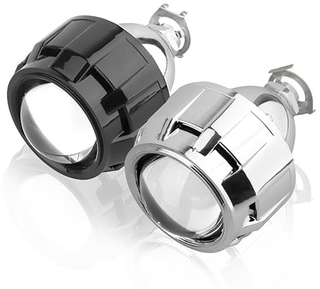 Ojos de ángel,Bombillas Angel Eyes 2 lentes de faros delanteros de proyector Mini Bi Xenon HID de 2,5 pulgadas compatibles con H4 H7 H11 9005 H8 Uso apto para faros delanteros de coche(2pcs LHD Black)