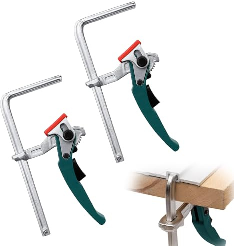 2 pezzi morsetti a leva in acciaio integrale, morsetti a sgancio rapido, morsetto da tavolo con impugnatura a leva con capacità di 160mm e profondità della gola di 60mm per tagliare, levigare