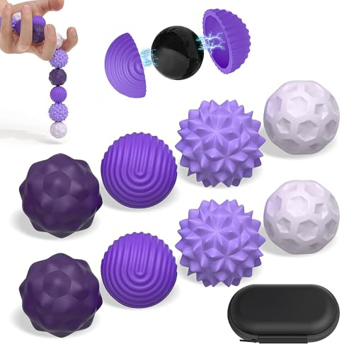 8 Pierres Balles magnétiques Anti-Stress, Jouets magnétiques Anti-Stress en Silicone, Sensorielles Anti-Stress en Silicone, Outil de Relaxation pour Gestion du Stress, TDAH, Autisme (Violet)
