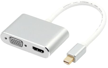 YIZITU Adaptador DisplayPort a HDMI VGA de doble salida 4K1080P convertidores de aluminio para ordenadores portátiles, monitores y proyectores