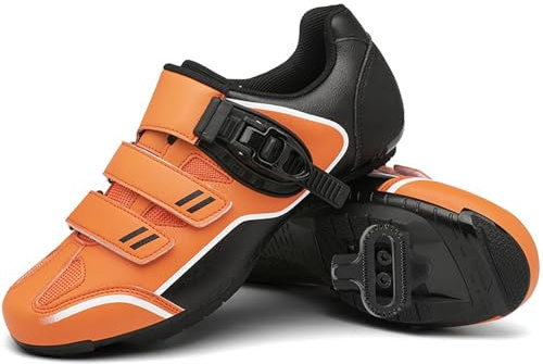 Hiuzylqx Scarpe Ciclismo MTB Uomo Unisex Scarpe Mountain Bike Compatibile con Tacchette da Corsa SPD e Pedale di Blocco All'aperto per Bici,Arancia,42 EU