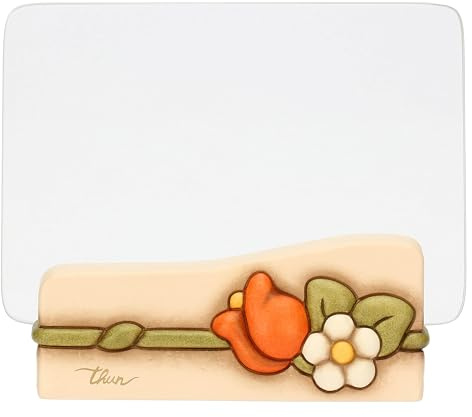 THUN - Portafoto - ceramica e vetro - Collezione Country Bloom - 14,5 x 5,8 x 7,7 cm