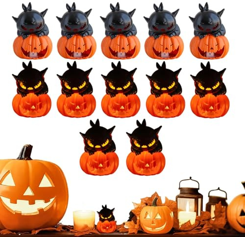 Genérico Candela Halloween | 12 Establecer Velas De Calabaza Brillantes | Lámparas De Batería, Decoración Para El Interior, Exterior, En Casa, Dormitorio, Sala De Estar, Cumpleaños, Navidad