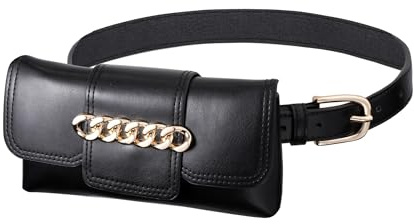 Faletony Damen Kleine Modern Taillenbeutel Hüfttasche Stylisch Bauchtasche Tasche Mini Hüfttasche Gürteltasche Gürtel mit Kette