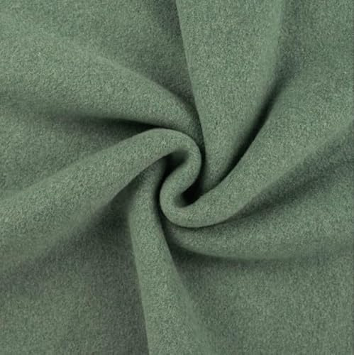 Bio Baumwoll Fleece Meterware - Fleecestoff Bio - Organic Baumwolle - Polarfleece Winterstoff - Biofleece Fleecejacke nähen *Ab 25 x 145 cm, Farbe: 270 grün mel.
