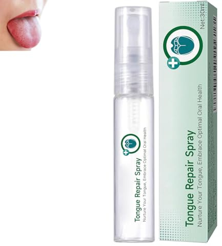 Zungenreparaturspray, faltete Zungenreliefspray, reparieren Sie weiße Zungenbeschichtung, um trocken zu lindern, erfrischt Ihren Atem schnell für die Mundgesundheit (1pc)