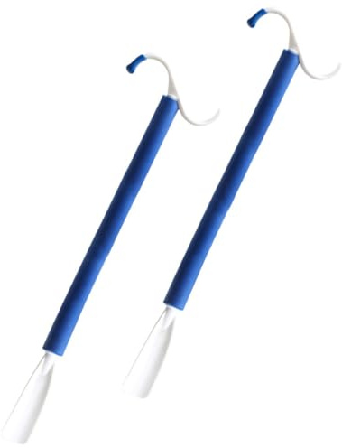TOYANDONA 2 pièces Barre Habillage Légère Aide à Enfiler Chaussures et Vêtements pour Personnes Âgées Femmes Enceintes et Mobilité Réduite Pratique Blanc Bleu