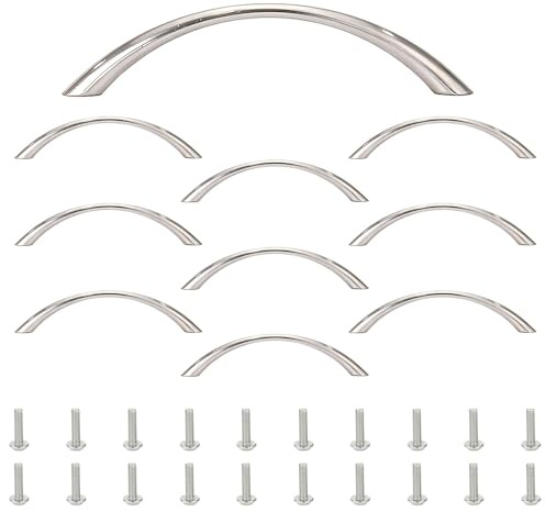 ONEBO 10 Stück Bogenform Silber Griffe, Handgriff aus Aluminiumlegierung, Küchengriff Schrankgriffe Schubladengriffe Möbelgriffe Griffe Küche (96 mm Lochmitte)