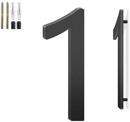 6-ZollSchwimmende Hausnummern und Metallbuchstaben für Außenbereich, Aluminium Adresszahlen und Buchstaben für Tür, Briefkasten, Garten – Ideal für Zuhause oder Büro (Nummer 1)