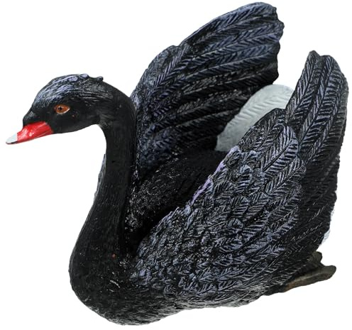 NUOBESTY Black Swan Model Plastic Swan Figurine Garden Ornament Outdoor Pond Sculpture Decorative Toy Figure for Home and Lawn Display