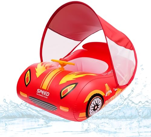 XIMEI Salvagente Neonato con Parasole, Salvagente Bambino con Volante, Ciambella Piscina, Piscina Gonfiabile Bambini, Estate Gonfiabile Mare Bambini Vacanza Spiaggia 12 a 48 Mesi (C)